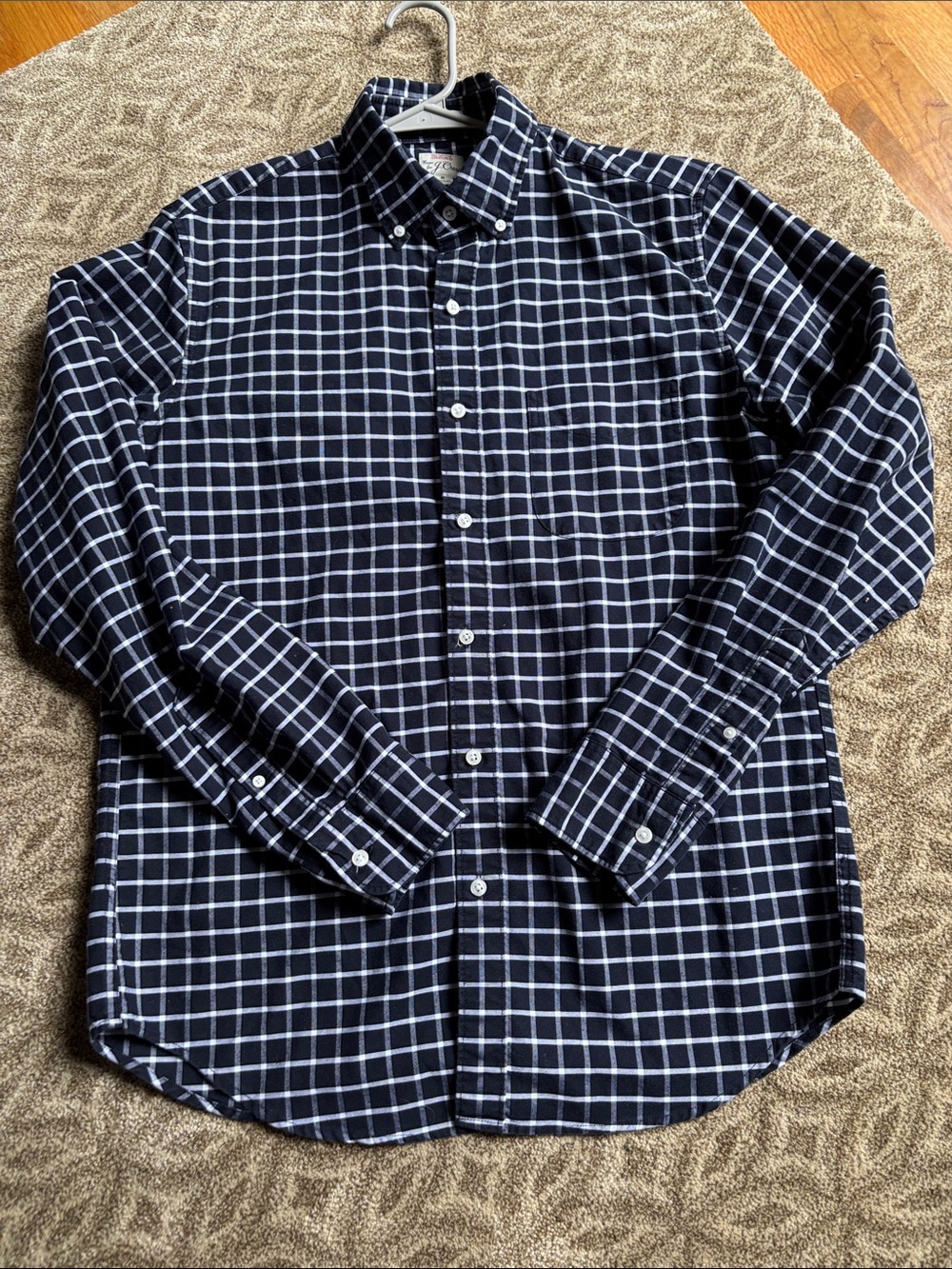 J. Crew Black and White Windowpane Button-Down Shirt
